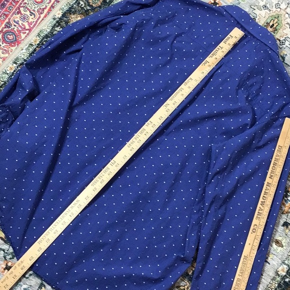 🌎 LRG Royal Blue White Swiss Dot Woven Cotton Long Sleeve - Picture 5 of 7